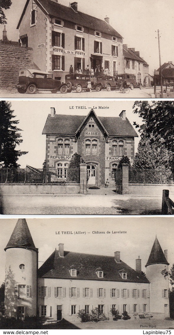 CPA 03 Allier Le Theil Château De Lavelatte Ou La Velatte La Mairie Hôtel De La Poste Bournat - Autres & Non Classés