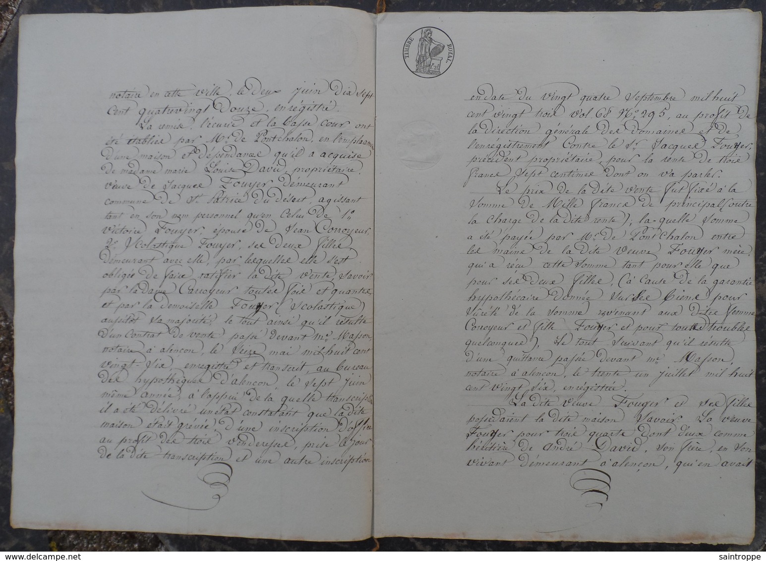 Manuscrit De1832.Charles Desfrançois De Pontchalon à Radon,vend à René Poulet,inspecteur Des Forêts,maison à Alençon - Manoscritti