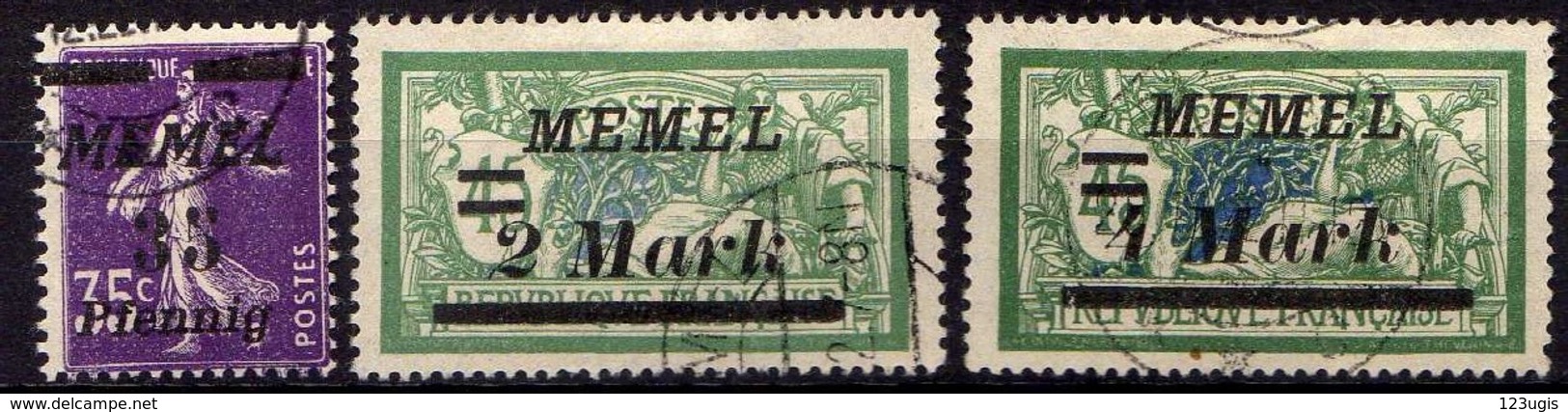 Memel (Klaipeda) 1922 Mi 84; 88; 91, Gestempelt [260819VII] - Memelgebiet 1923