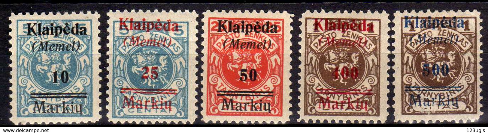 Memel / Klaipeda 1923 Mi 129-131; 133-134 * [301016XIII] - Memelgebiet 1923