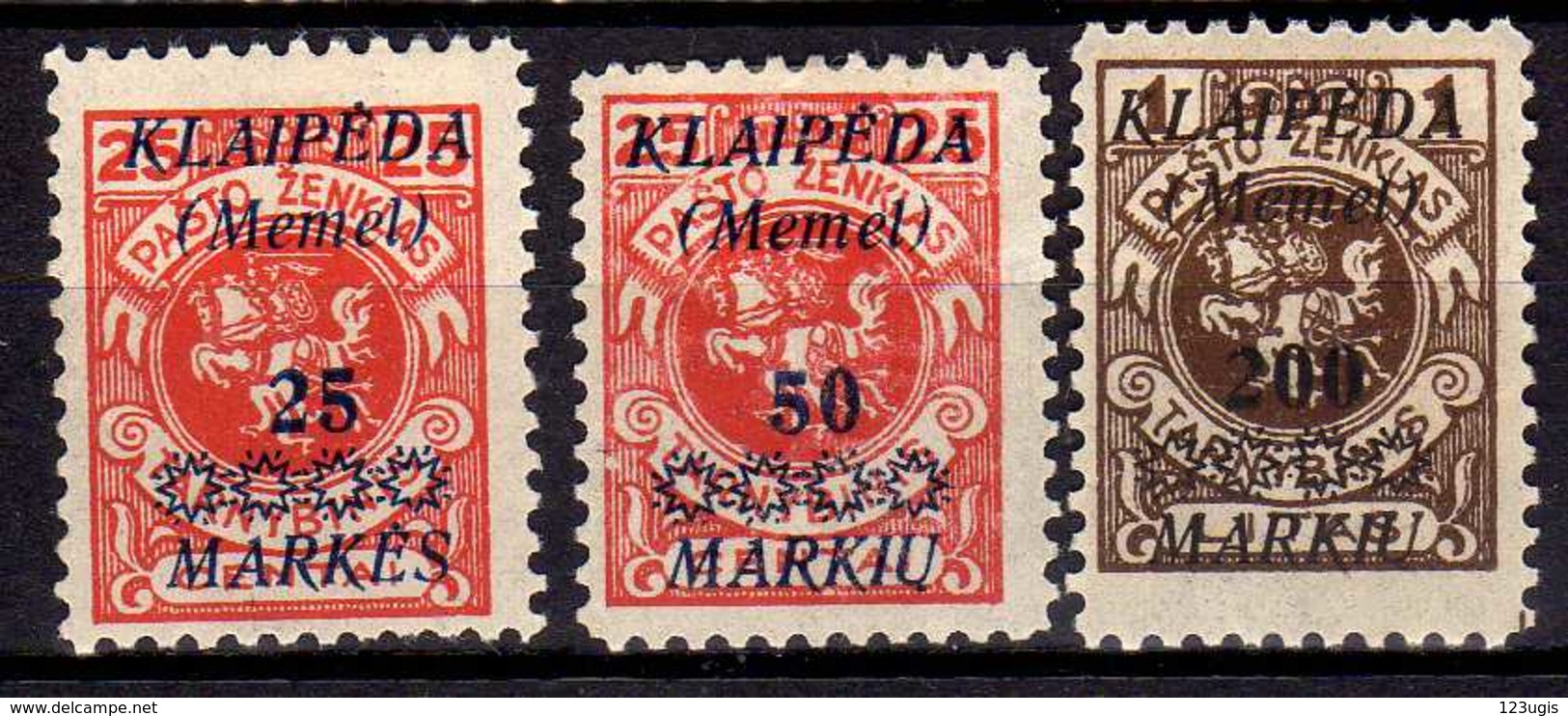 Memel / Klaipeda 1923 Mi 137-138; 140 * [260819VII] - Memelgebiet 1923