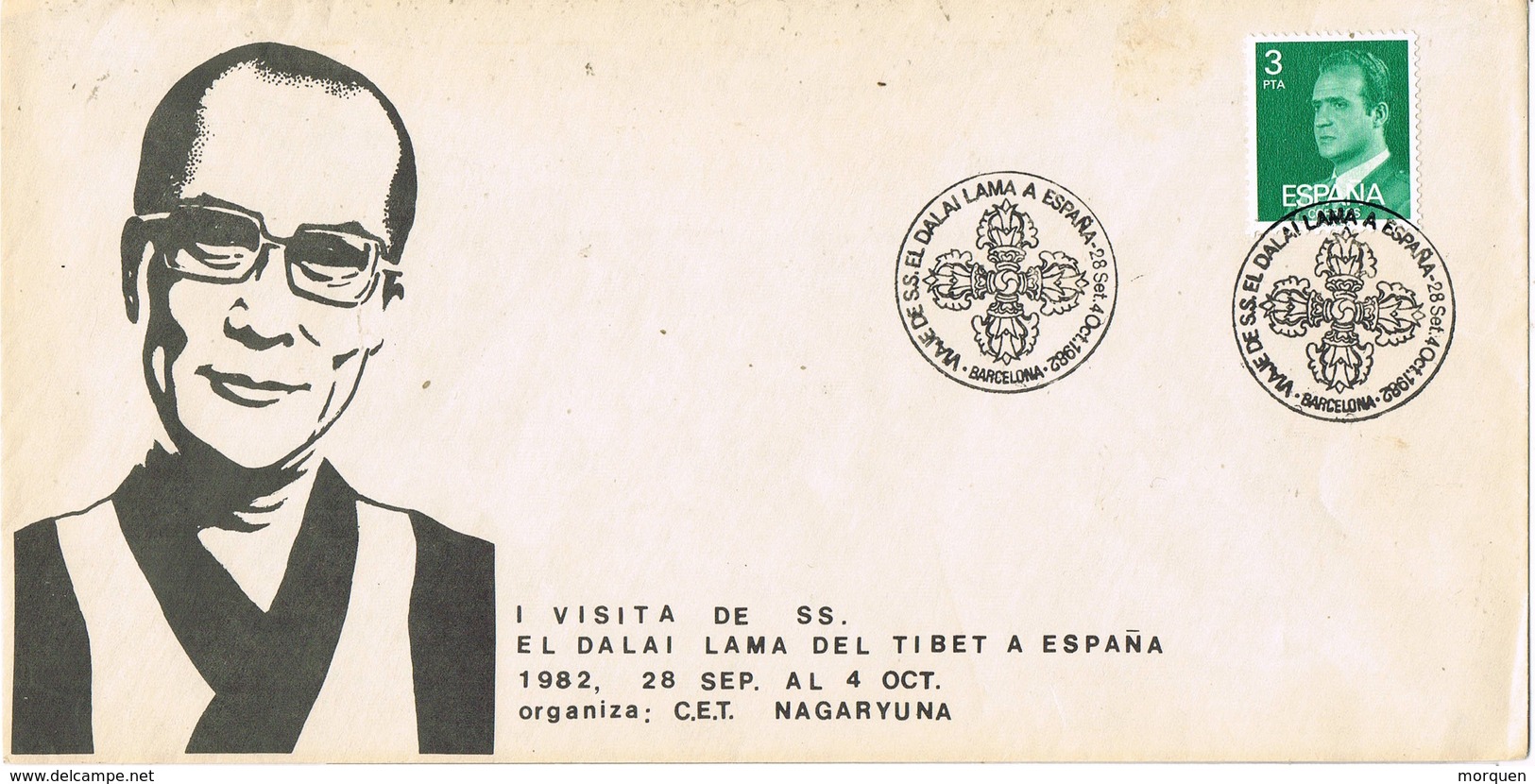 33721. Carta BARCELONA 1982. Visita DALAI LAMA De TIBET A España - Cartas & Documentos