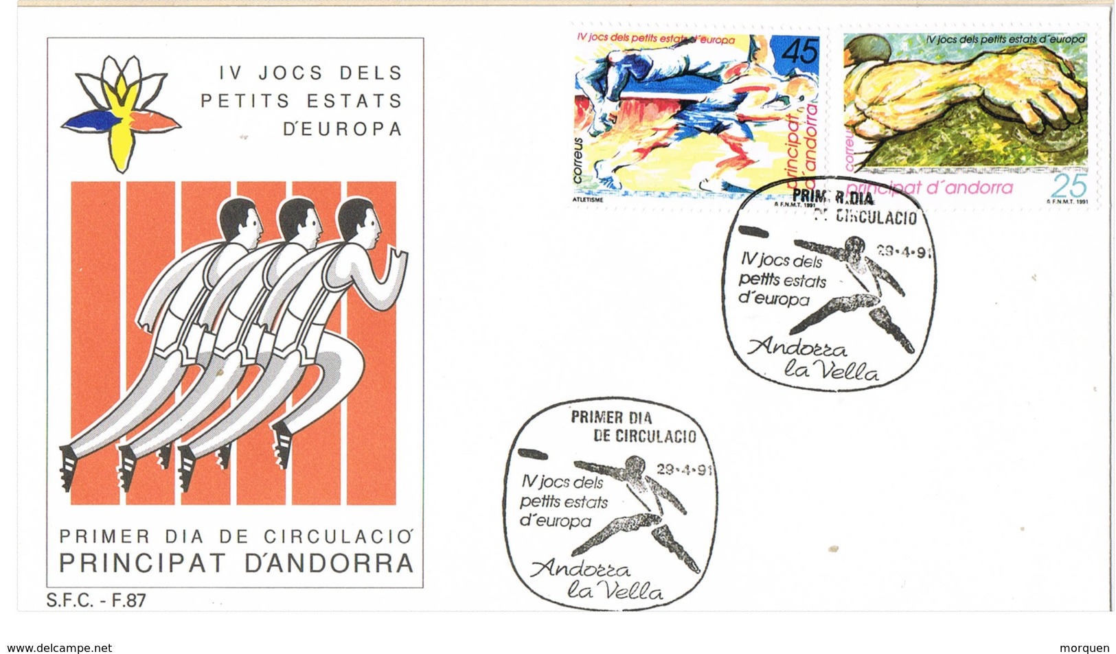 33724. Carta F.D.C. ANDORRA Española 1991. Juegos, SPORT. Pequeños Estados De Europa - Cartas & Documentos