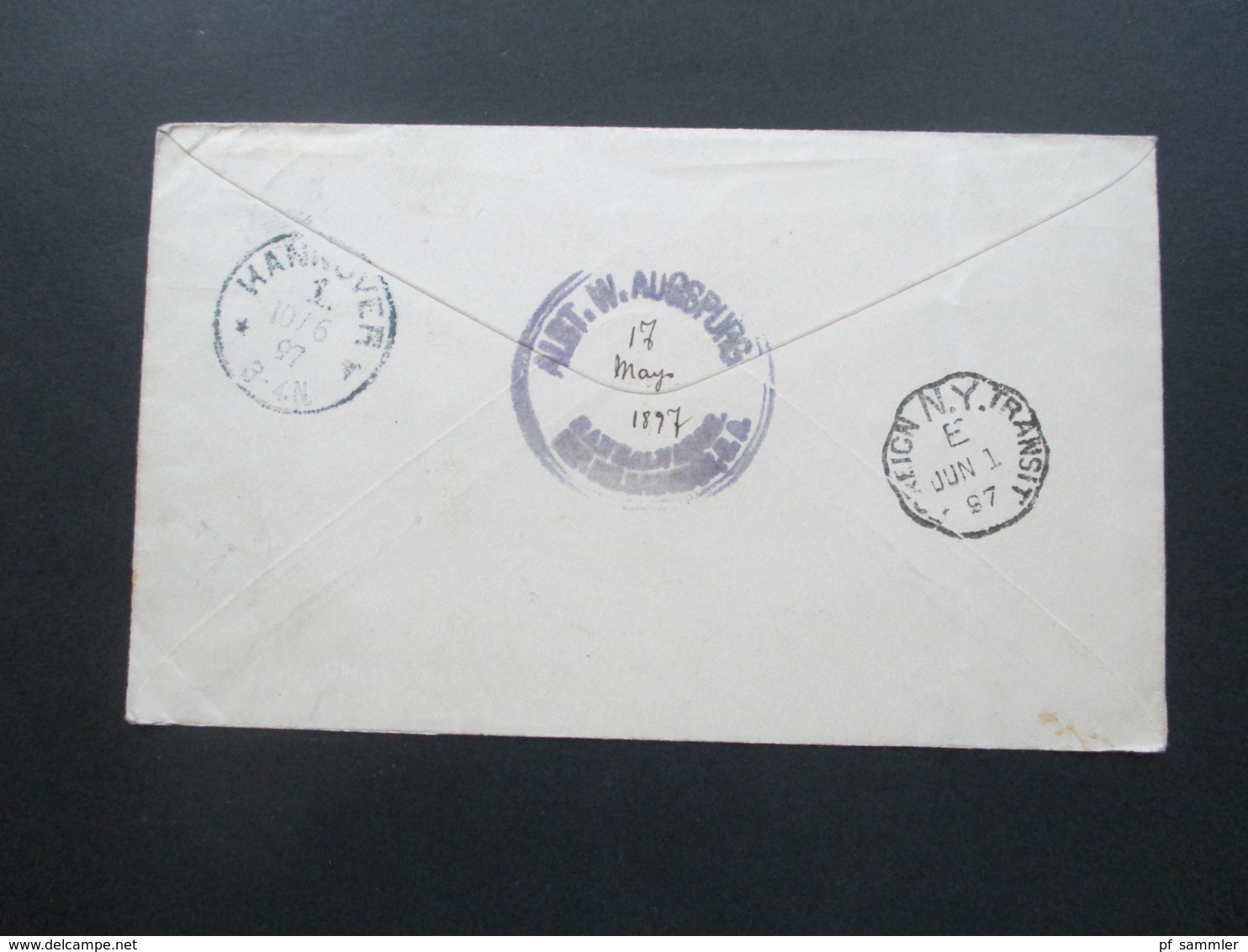 El Salvador 1897 GA Umschlag  K1 Foreign N.Y. Transit Via Panama - New York Schiffspost Mit Ak Stempel K1 Hannover - Salvador