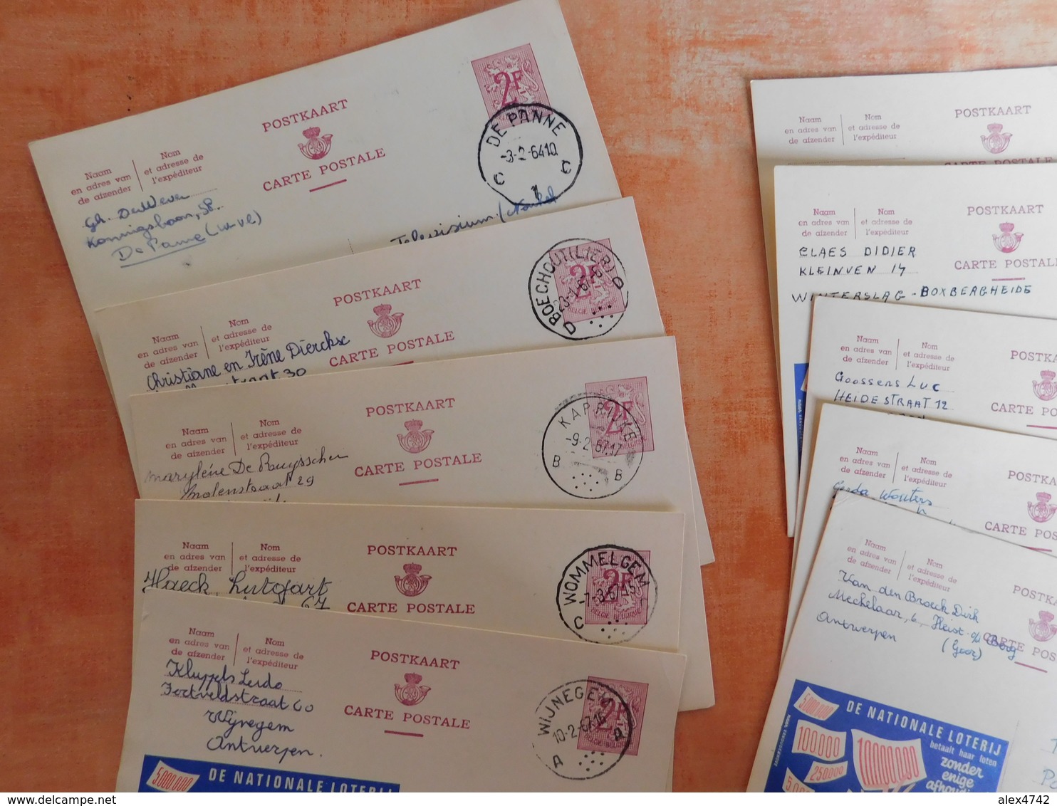 Lot 10 Entiers Postaux Publibels, National Loterij, Pour Cachets  (T8) - Publibels