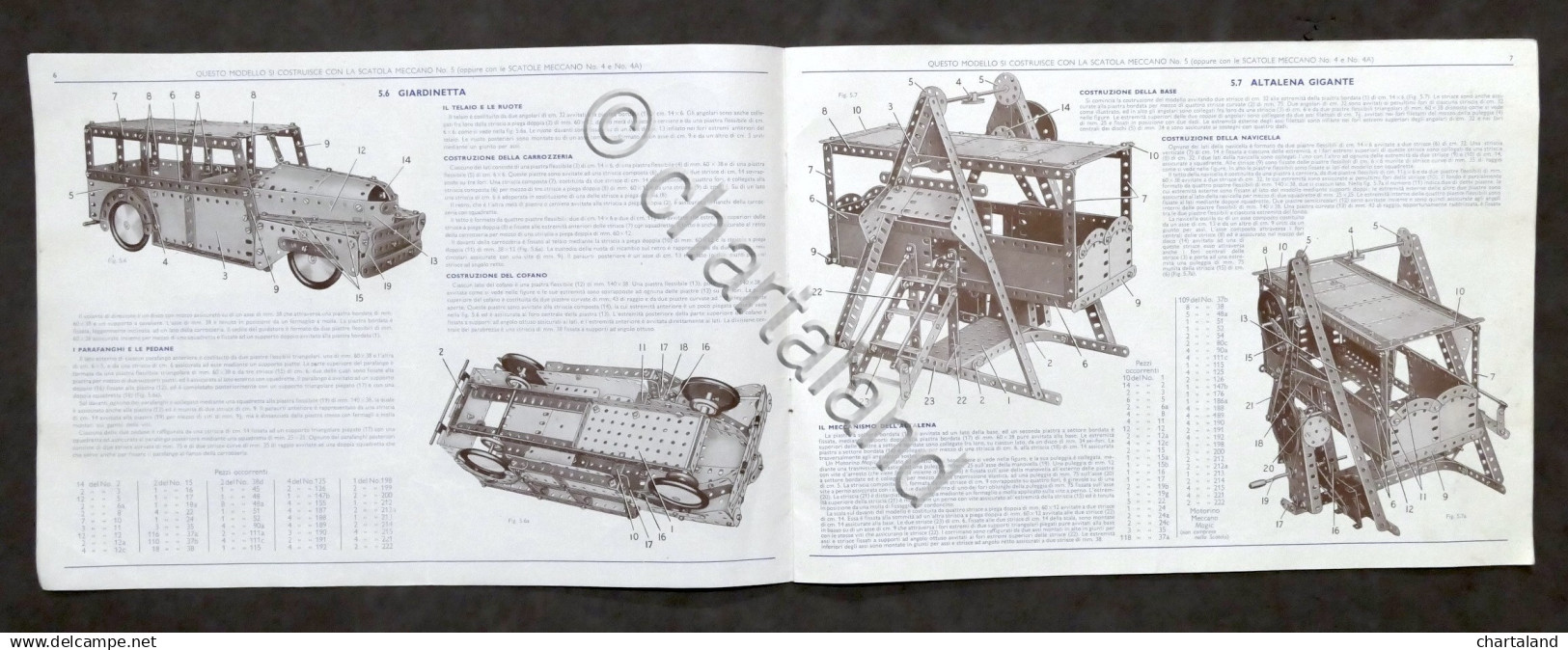 Giocattoli Costruzioni - Meccano Istruzioni Scatola Supplementare N. 4 A - 1955 - Meccano