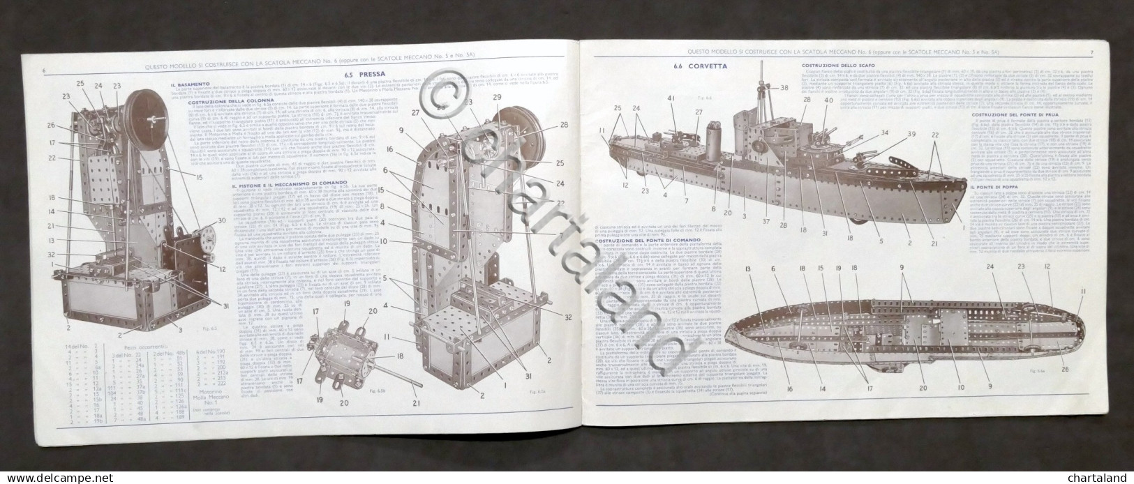 Giocattoli Costruzioni - Meccano Istruzioni Scatola Supplementare N. 5 A - 1955 - Meccano