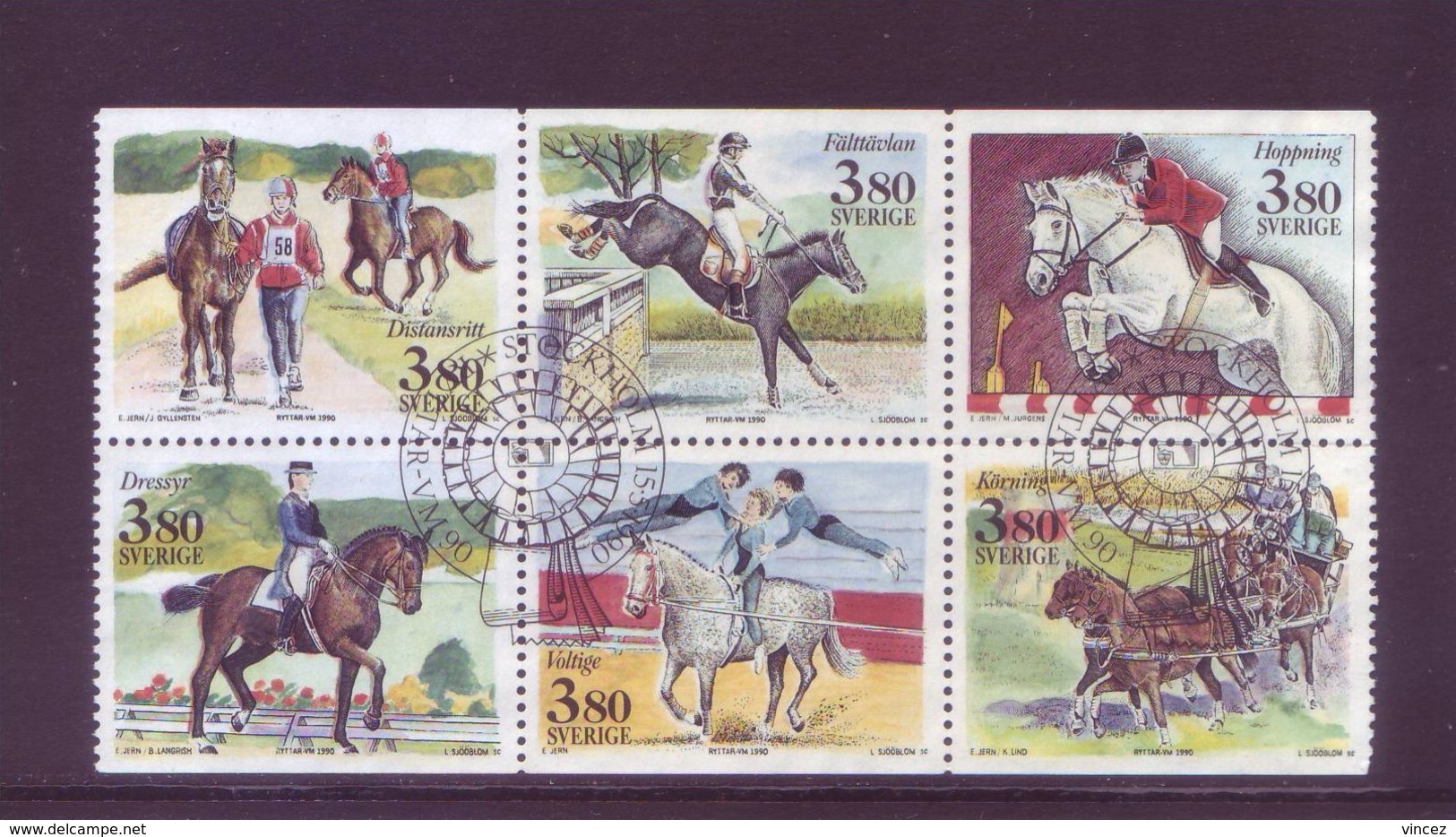 Svezia 1990 - Mondiali Di Sport Equestri, Blocco Di 6v Da Libretto. Usato - Used Stamps