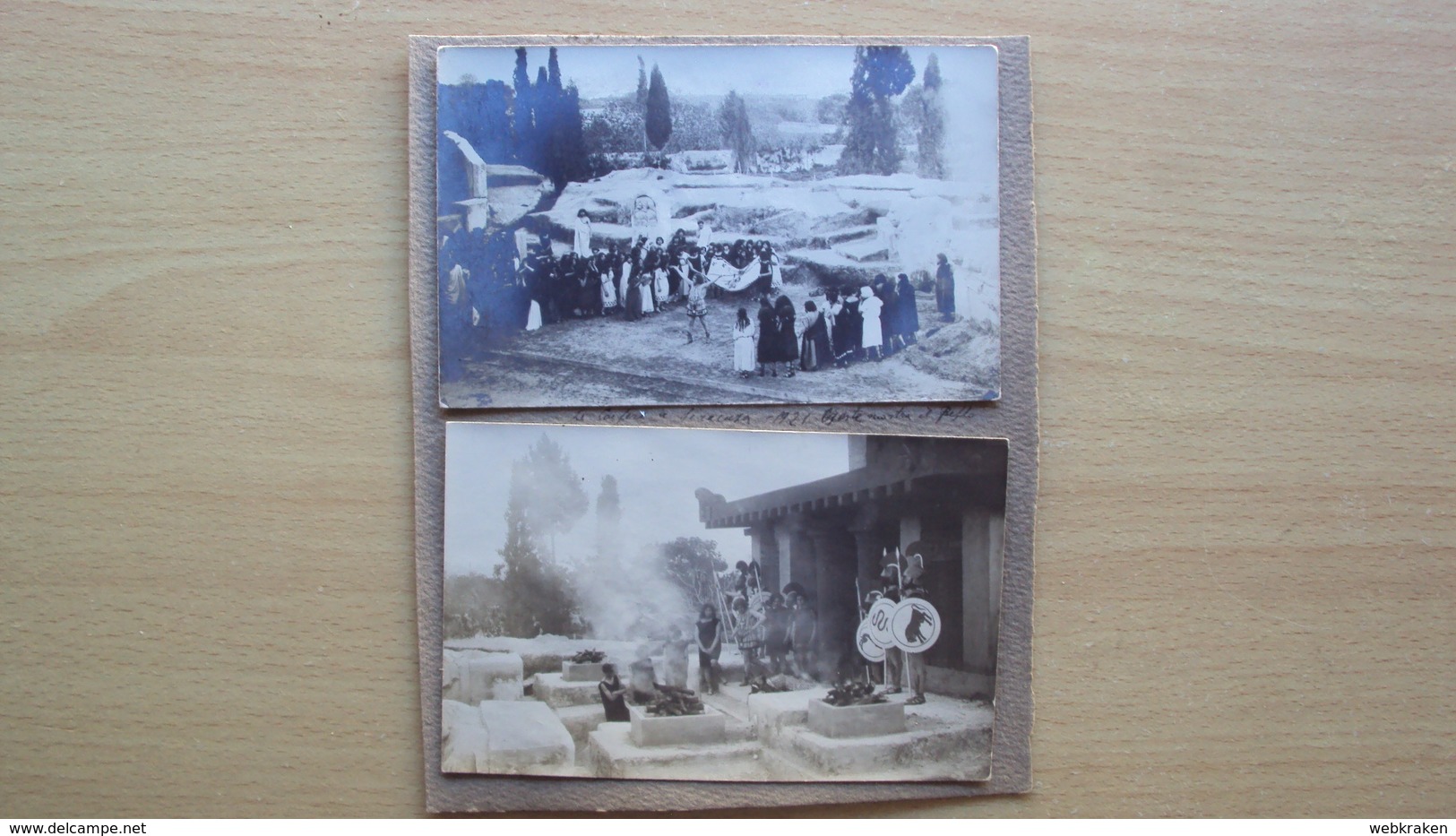 SICILIA 2 FOTO CON SCENE DI RAPPRESENTAZIONE DEL TEATRO GRECO DI SIRACUSA DEL 1912 - Altri & Non Classificati