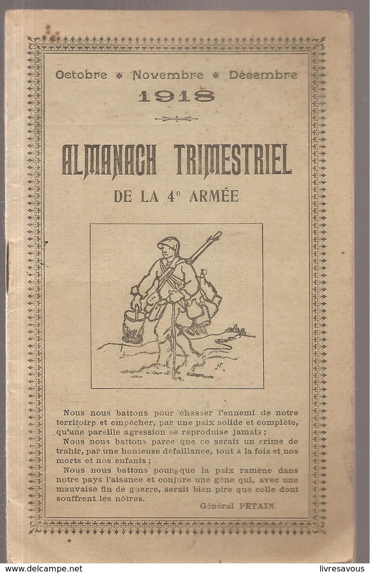 Militaria Almanach Trimestriel De La 4 ème Armée 4ème Trimestre 1918 - Français