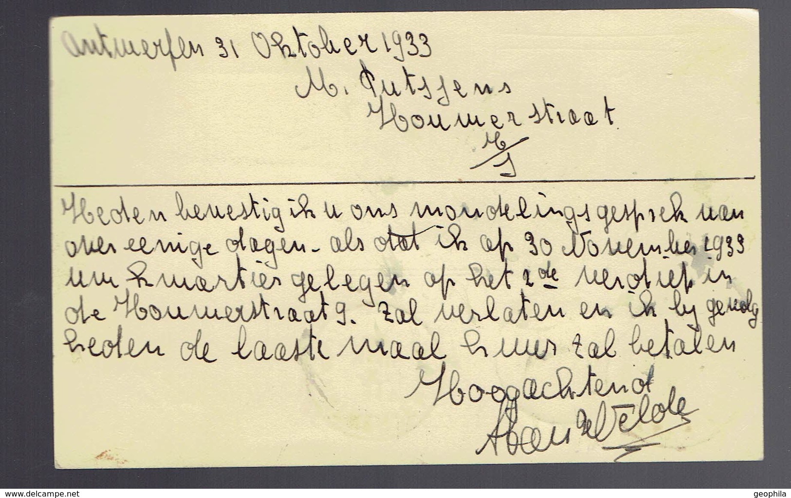 CP 101 I Recommandée + 320 ( Képi ) Antwerpen 8c 31 X 1933 => La Ville - Briefkaarten 1909-1934