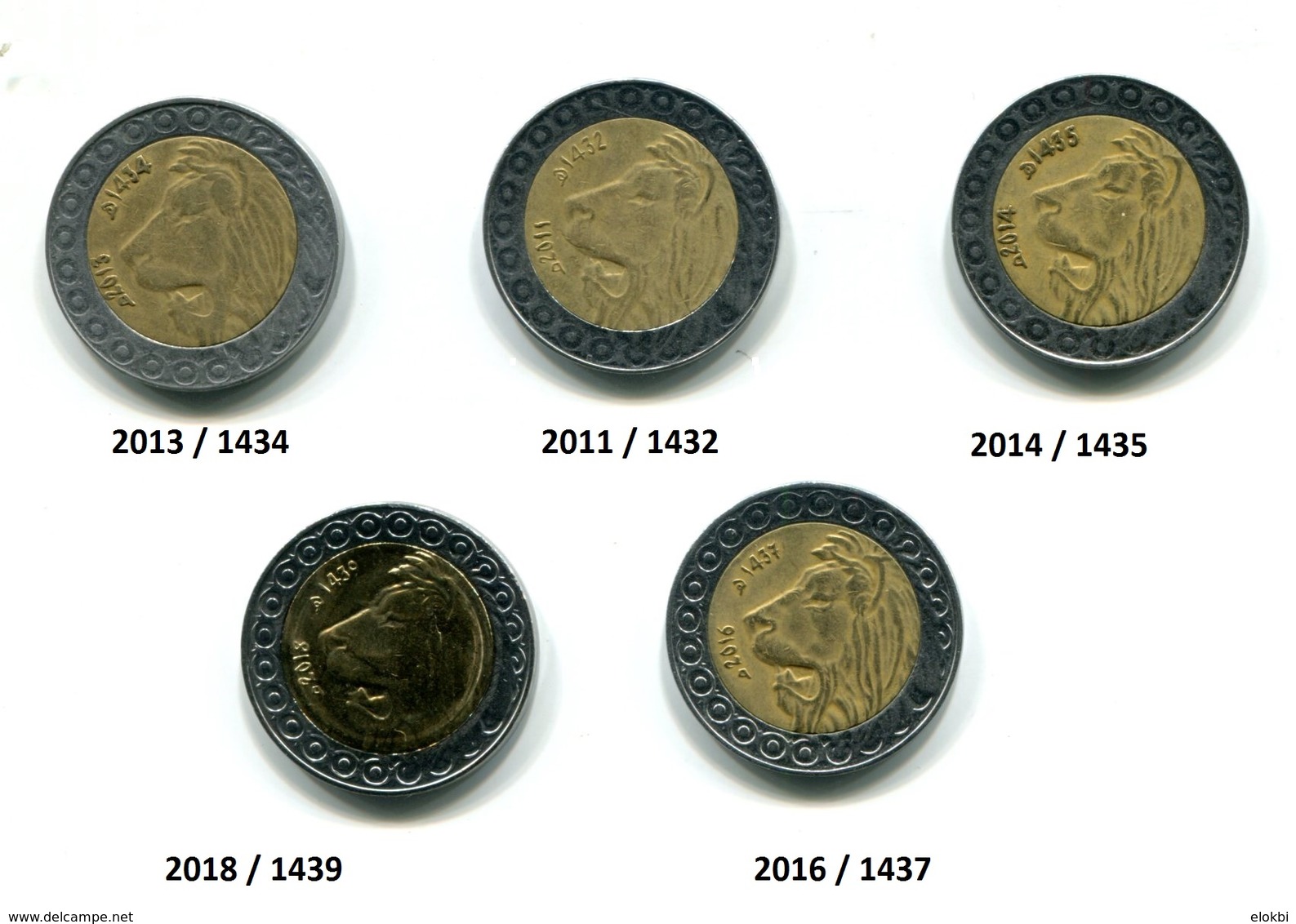 5 Pièces De 20 Dinars Avec Des Millésimes Différents - Algeria