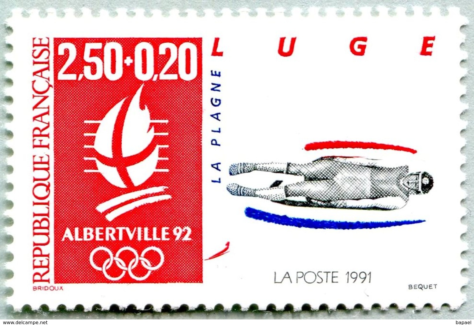 N° Yvert & Tellier 2679 - Timbre De France (Année 1991) - MNH - Albertville 92 - JO D'Hiver - Luge (La Plagne) - Neufs