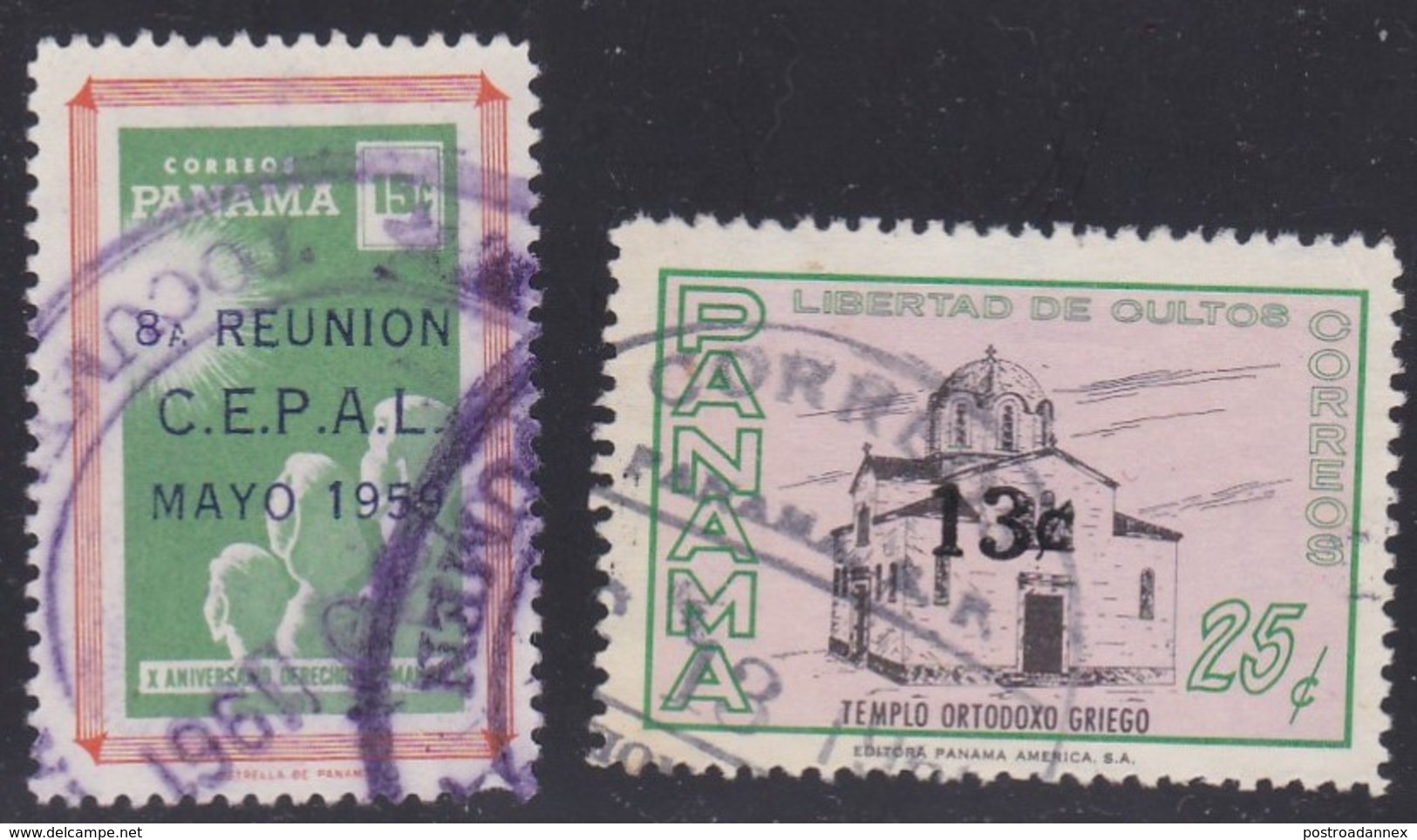 Panama, Scott #426, 467, Used, 8th Reunion Of Economic Commission, Church Surcharged, Issued 1959, 1966 - Panama