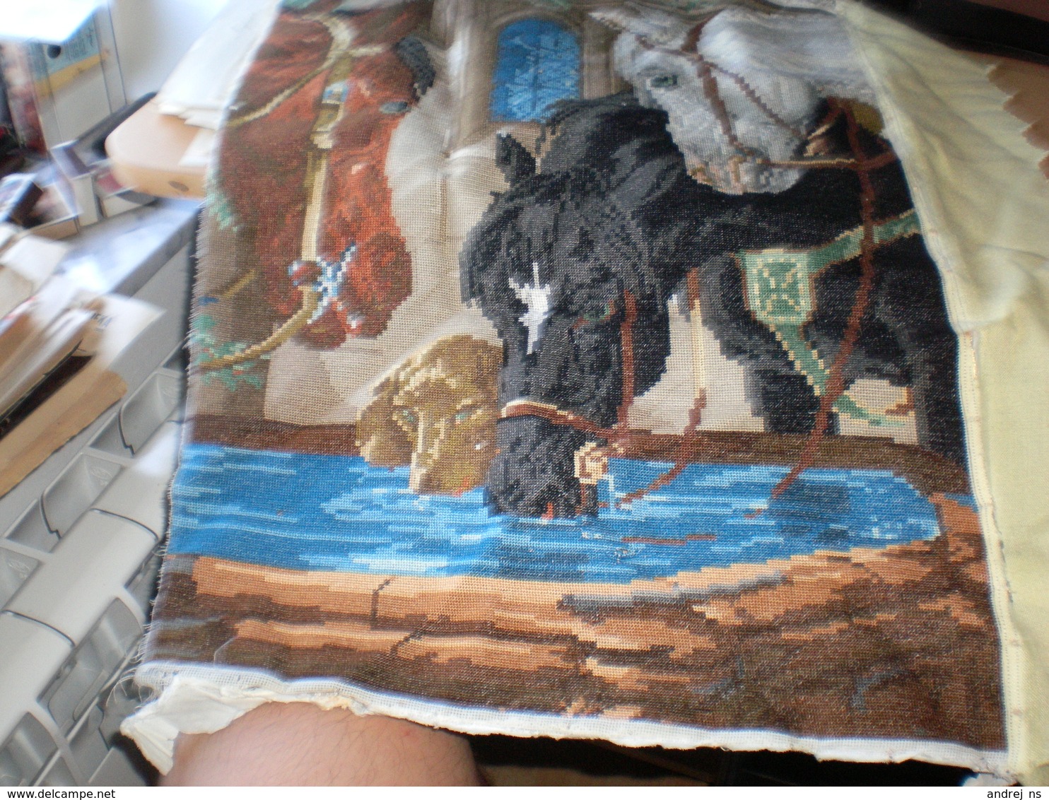 Gobelin Tapestry Horses Dog - Alfombras & Tapiceria