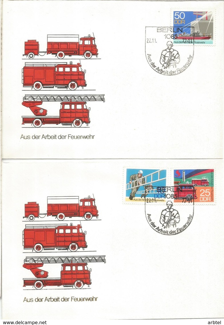 ALEMANIA DDR 3 FDC BOMBEROS FIREMEN FIRE - Firemen