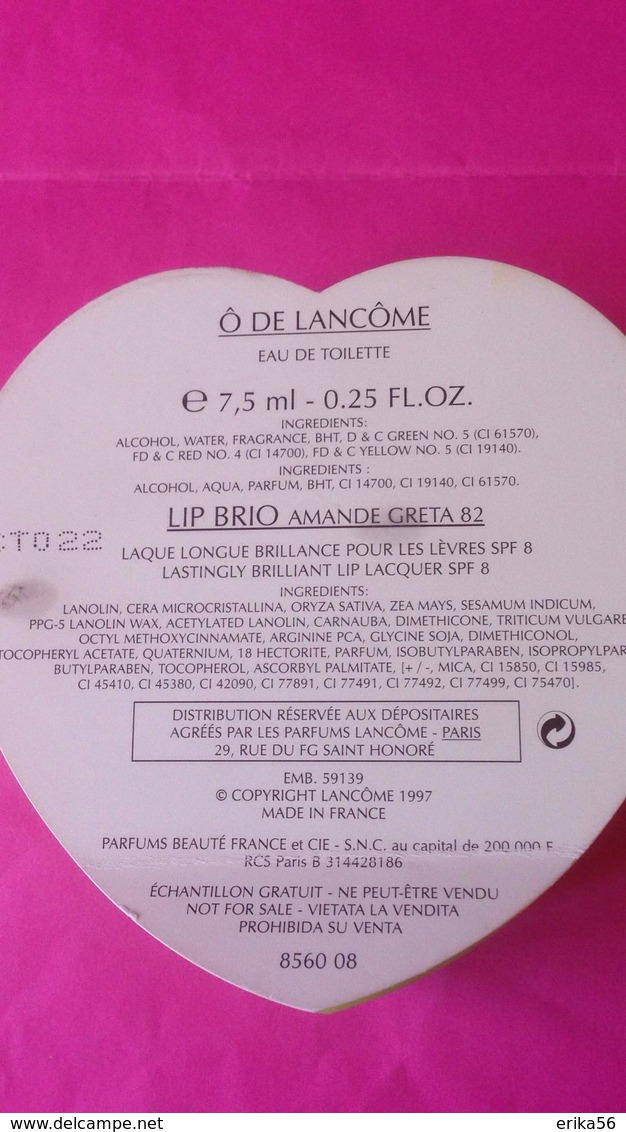 O  DE  LANCOME  Eau De Toilette 7.5 Ml + LIP BRIO - Miniatures Femmes (avec Boite)