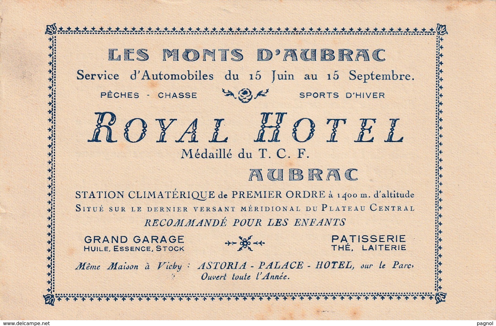 12 : Aubrac : Royal Hôtel ( Carte Publicitaire ) Carte Quadruple - Autres & Non Classés