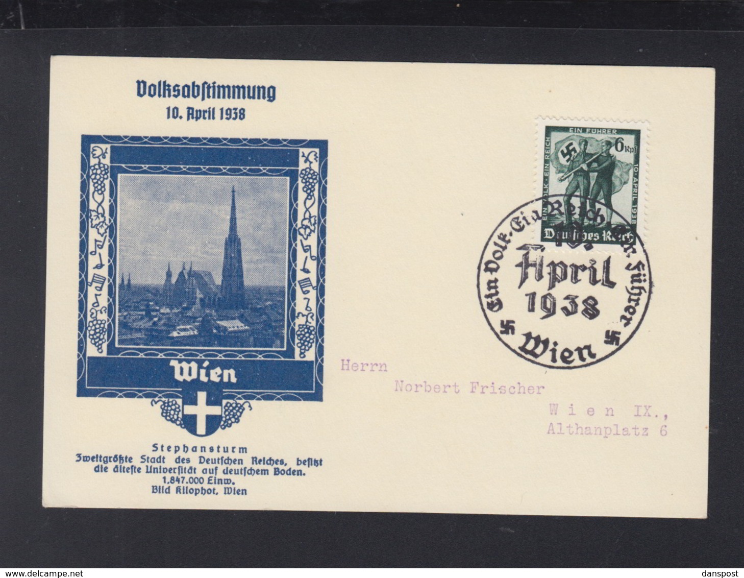 Österreich PK Volksabstimmung 1938 Wien - Storia Postale