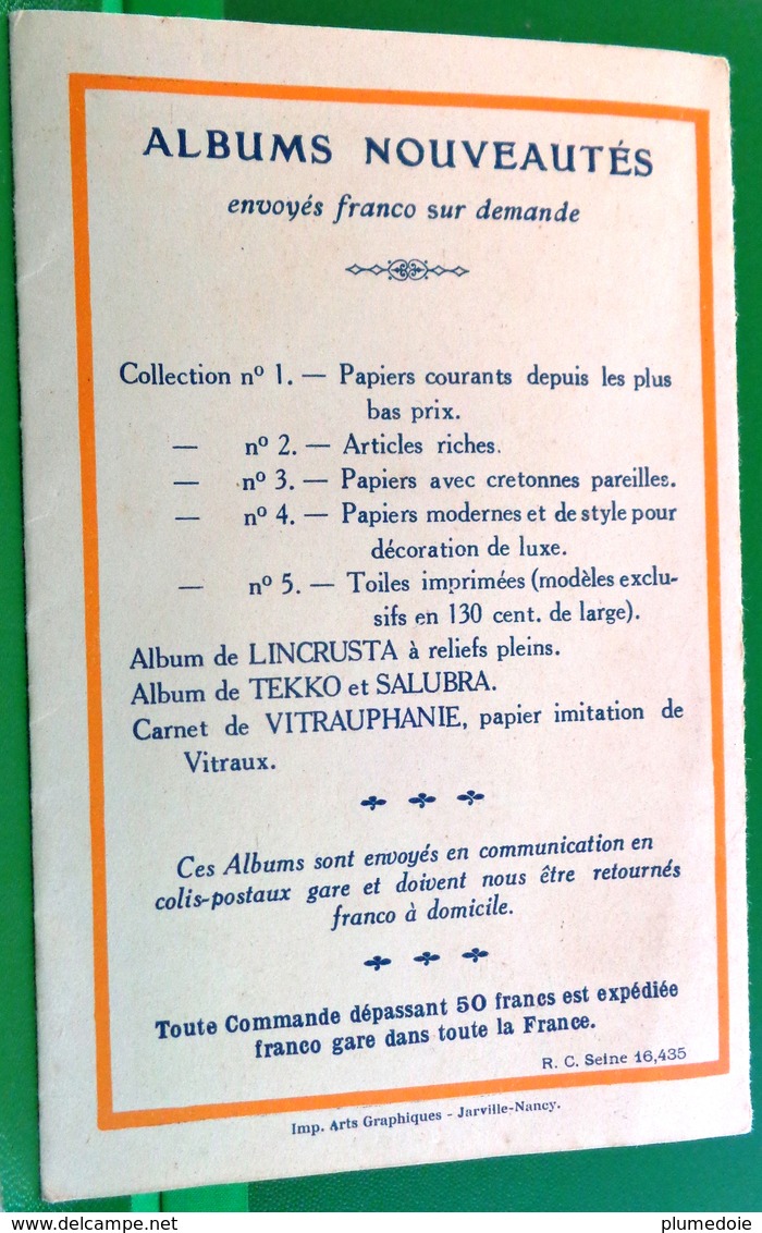 PLAQUETTE PUBLICITAIRE BRICARD ET BESSON PARIS VI . MAISON PAPIER PEINT / 6 DECORS ILLUSTRES / ANNEES 20'  catalogue