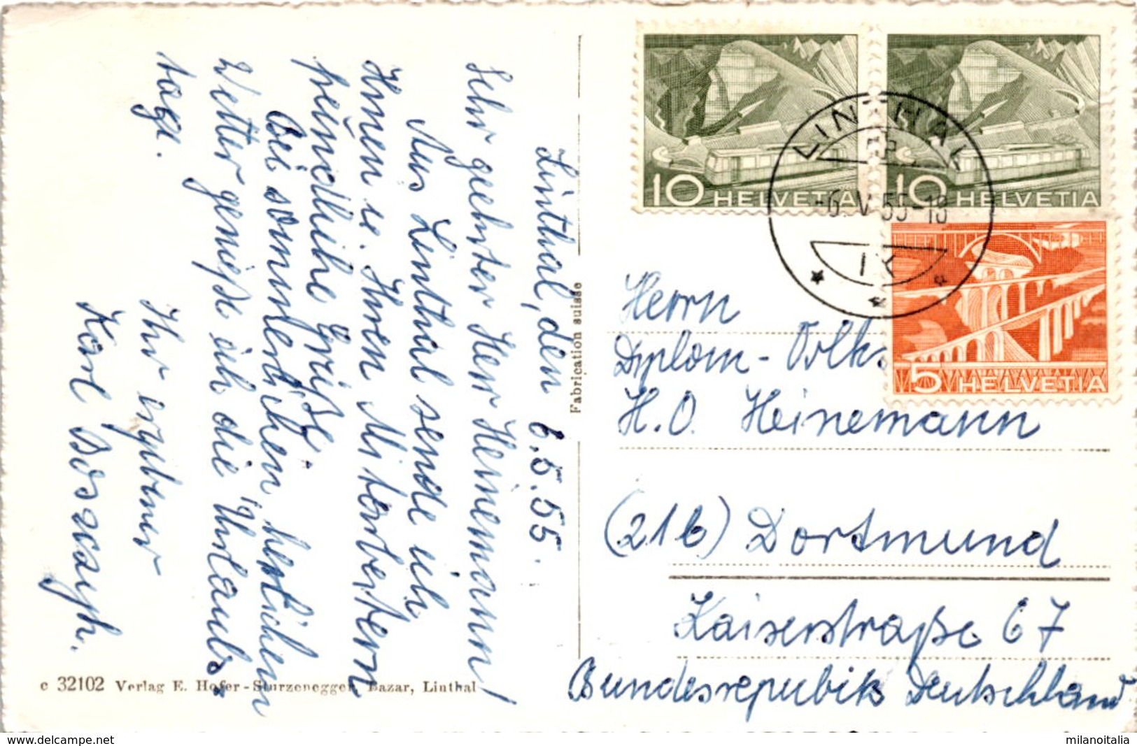 Blick Auf Linthal (32102) * 6. 5. 1955 - Linthal