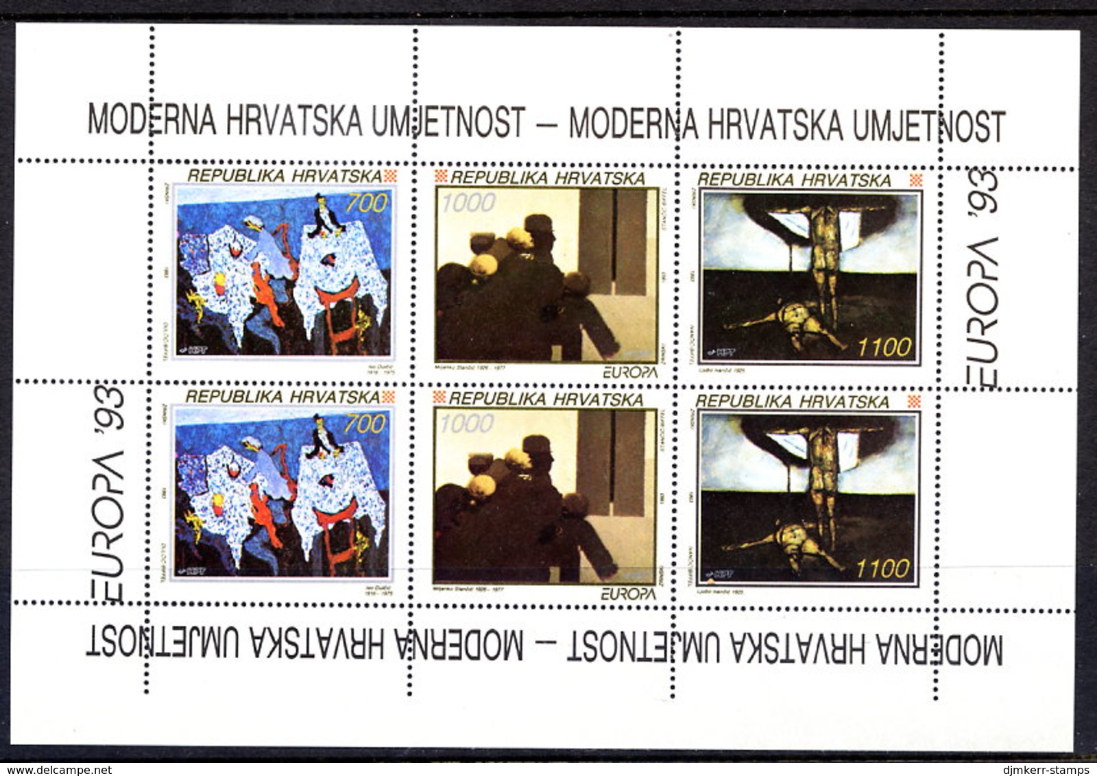 CROATIA 1993 Europa: Contemporary Art Sheetlet MNH / **  Michel 240-42 Kb - Kroatien