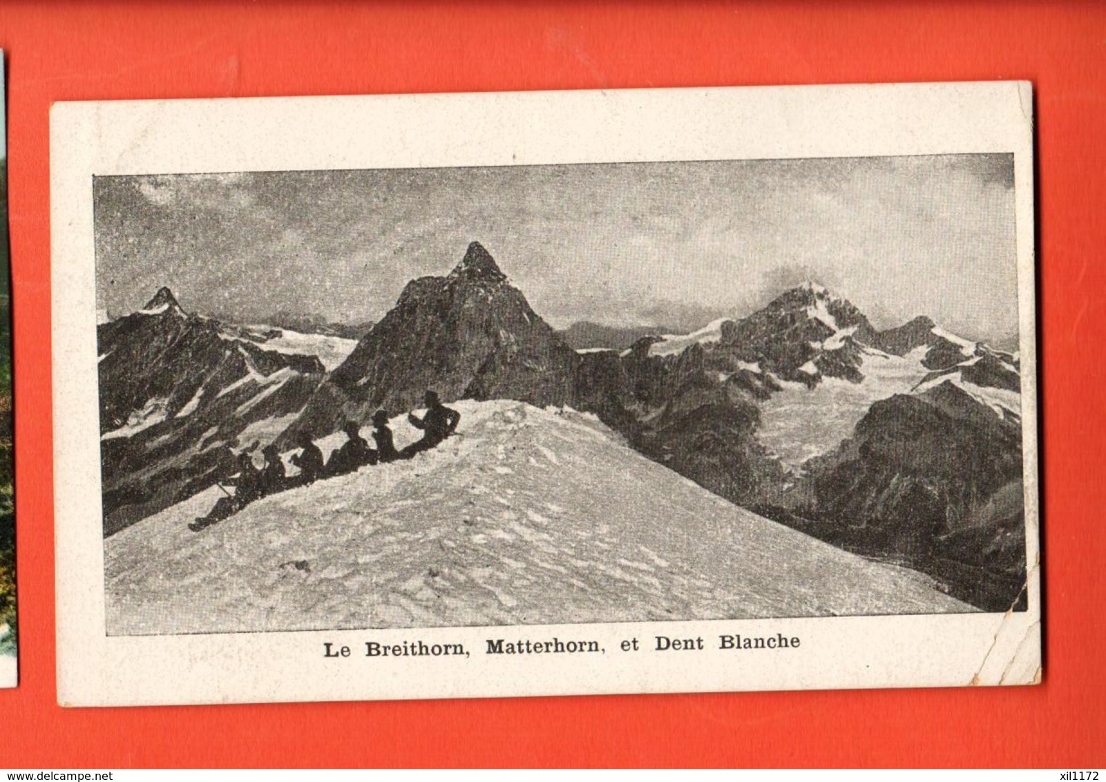 MY-16 Breithorn, Matterhorn Cervin Et Dent Blanche Près Zermatt.Alpinistes. Circulé 1915 Vers Dreux. Pli Angle - Zermatt