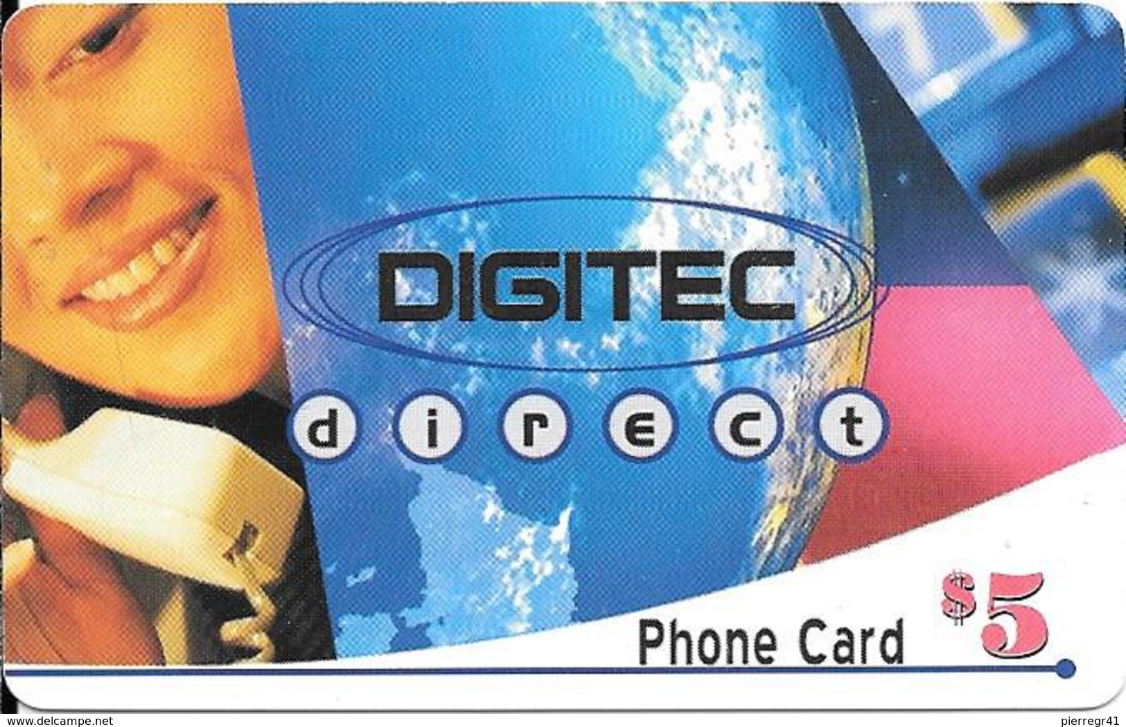 CARTE-PREPAYEE-USA-5$ -DIGITEC-Plastic Fin-Ex01/31/02-GRATTE- TBE - Autres & Non Classés