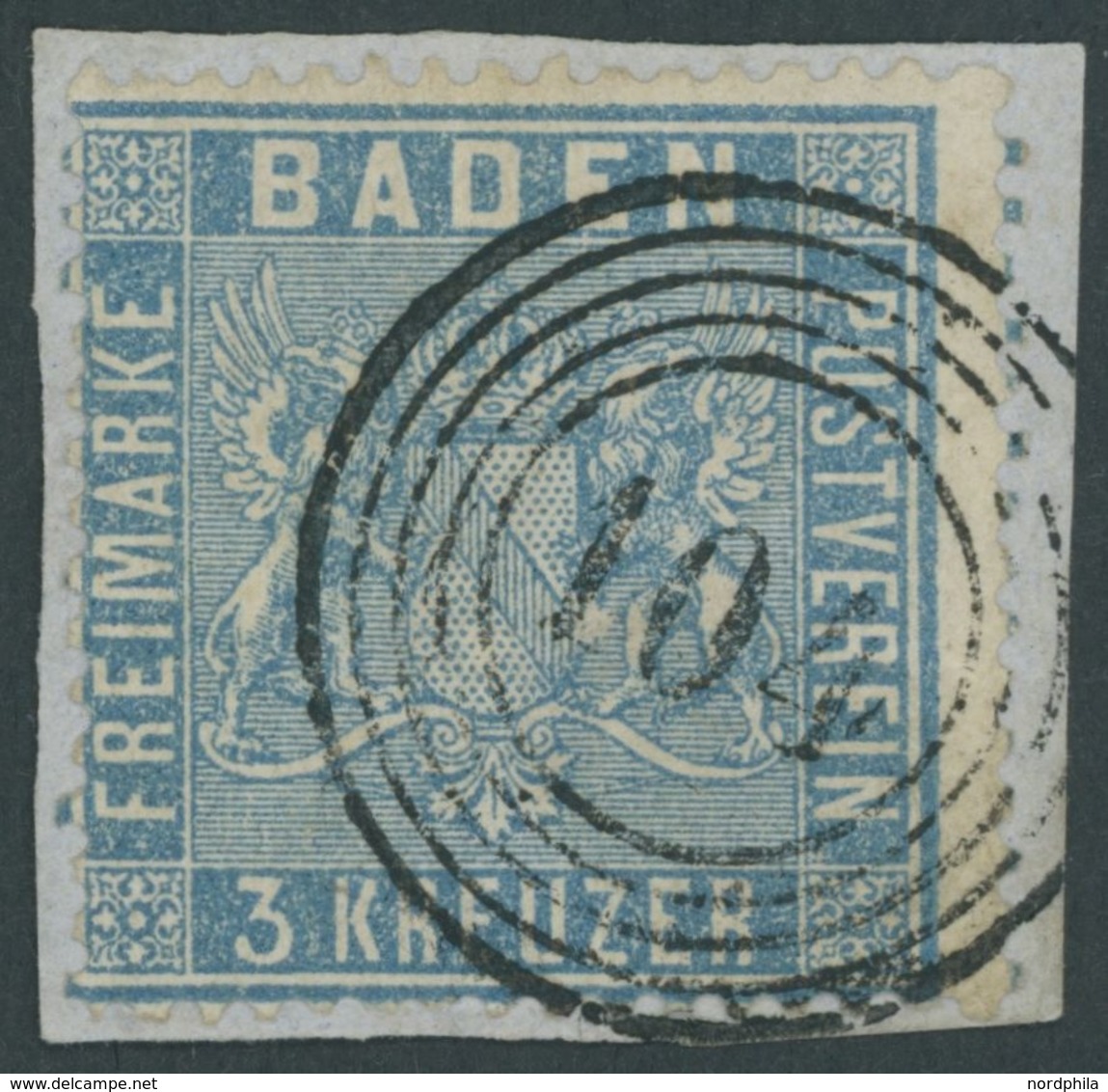 1860, 3 Kr. Lebhaftpreußichblau, Nummernstempel 404, Normale Zähnung, Prachtbriefstück, Mi. 90.- -> Automatically Genera - Other & Unclassified