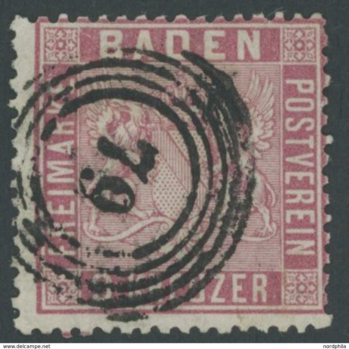 BADEN 12 O, 1861, 9 Kr. Karmin, Normale Zähnung, Pracht, Gepr. Flemming, Mi. 220.- - Andere & Zonder Classificatie