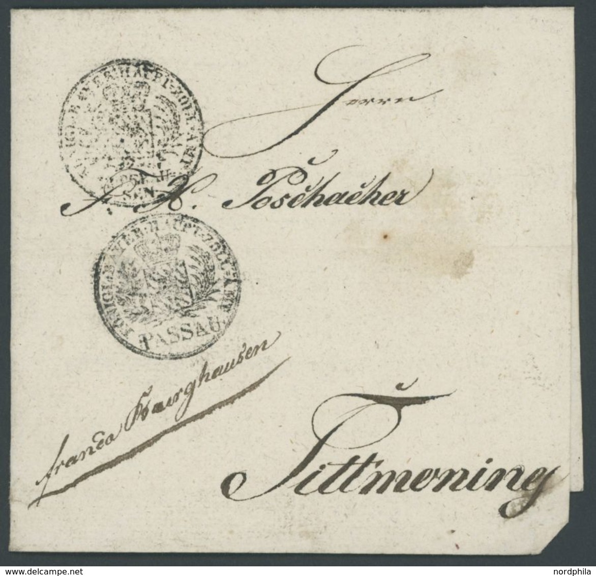 1836, Fuhrmannsbrief Aus HAFNERZELL, Mit 2 Zollstempeln Nach Tittmoning, Pracht -> Automatically Generated Translation:  - Prephilately