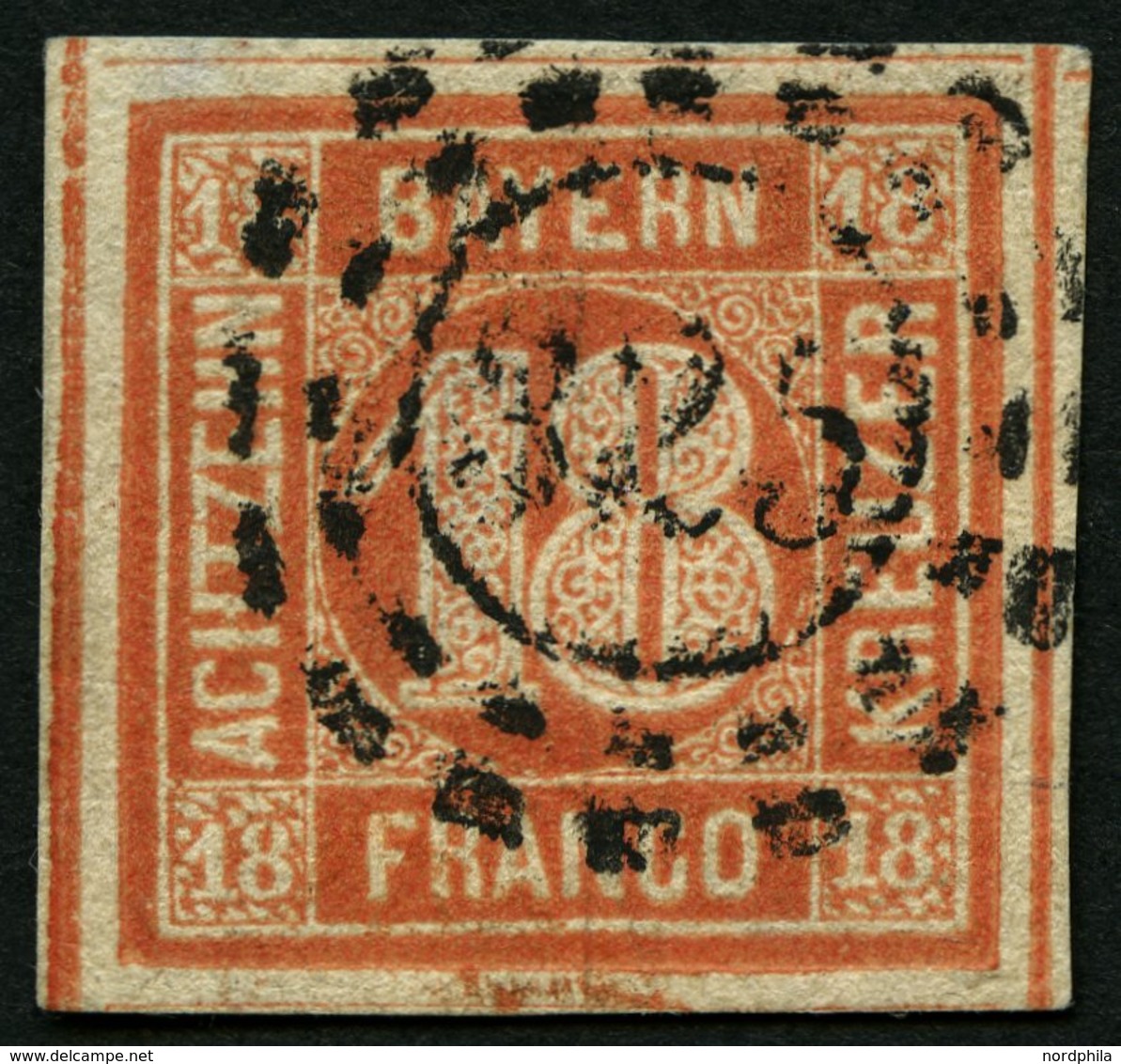 BAYERN 13b O, 1866, 18 Kr. Blassrot, Rückseitige Mängel, Bildseitig Breitrandig Kabinett, Mi. 600.- - Sonstige & Ohne Zuordnung