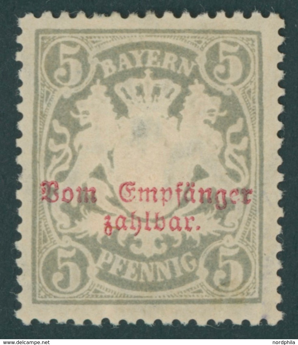 BAYERN P 11A *, 1888, 5 Pf. Gelbgrau Kleine Zähnungslöcher, Mehrere Falzreste, Pracht, Gepr. Dr. Helbig, Mi. 160.- - Andere & Zonder Classificatie