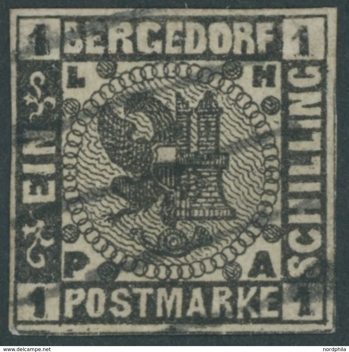 1861, 1 S. Schwarz, Repariert Wie Pracht, Signiert, Mi. 500.- -> Automatically Generated Translation: 1861, 1 S. Black,  - Bergedorf