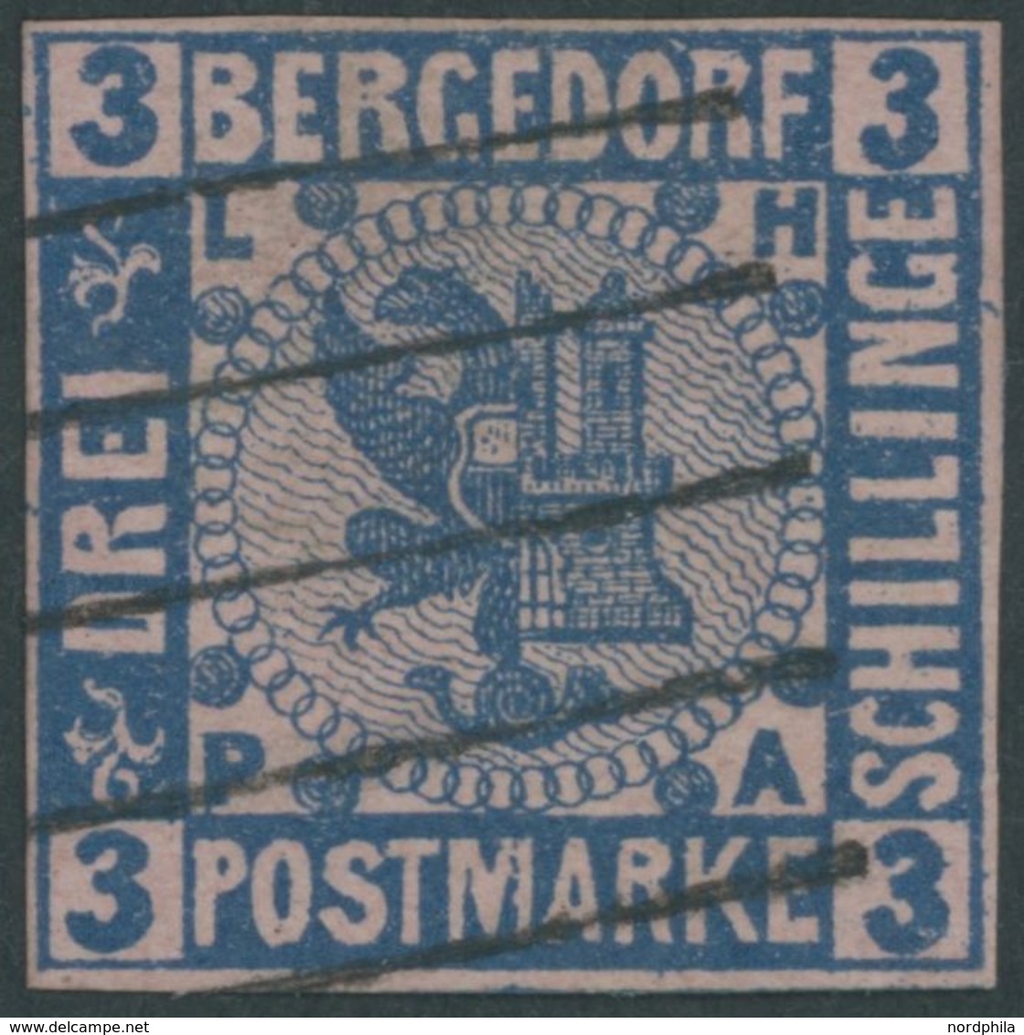 1861, 1 S. Dunkelultramarin Auf Rosa, Kleine Rückseitige Schürfungen Sonst Vollrandiges Farbfrisches Prachtstück, Divers - Bergedorf