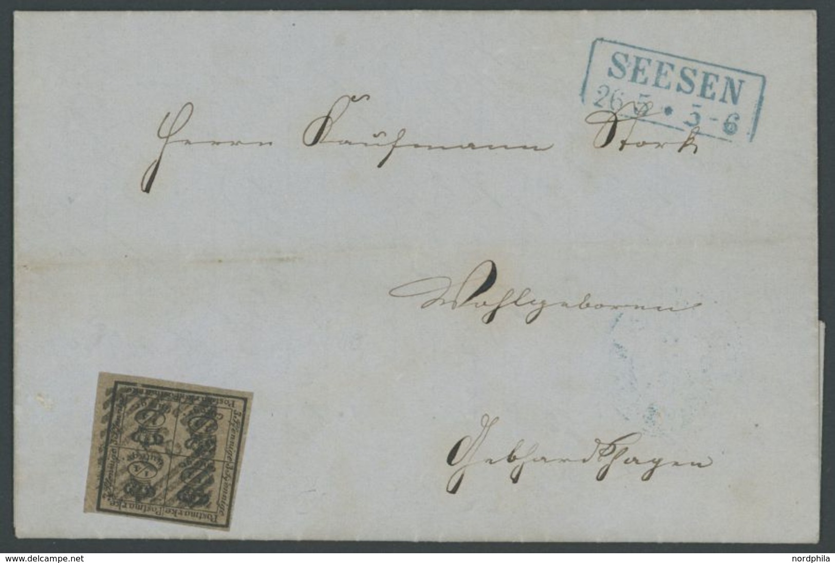 1862, 4/4 Ggr. Schwarz Auf Graubraun Mit Nummernstempel 39 Auf Brief Aus SEESEN, Pracht -> Automatically Generated Trans - Brunswick