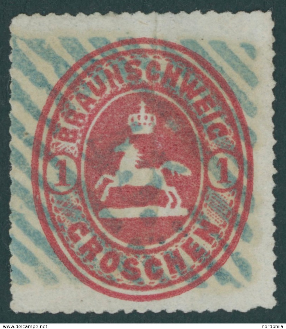 BRAUNSCHWEIG 18 O, 1865, 1 Gr. Rosa Mit Blauem Nummernstempel 45 (VORSFELDE), Pracht - Brunswick