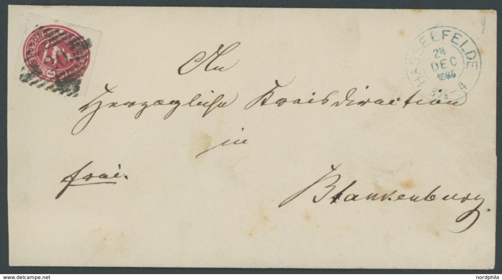 1865, 1 Gr. Rosa Mit Nummernstempel 20 Von HASELFELDE Nach Blankenburg, Feinst, R! -> Automatically Generated Translatio - Brunswick