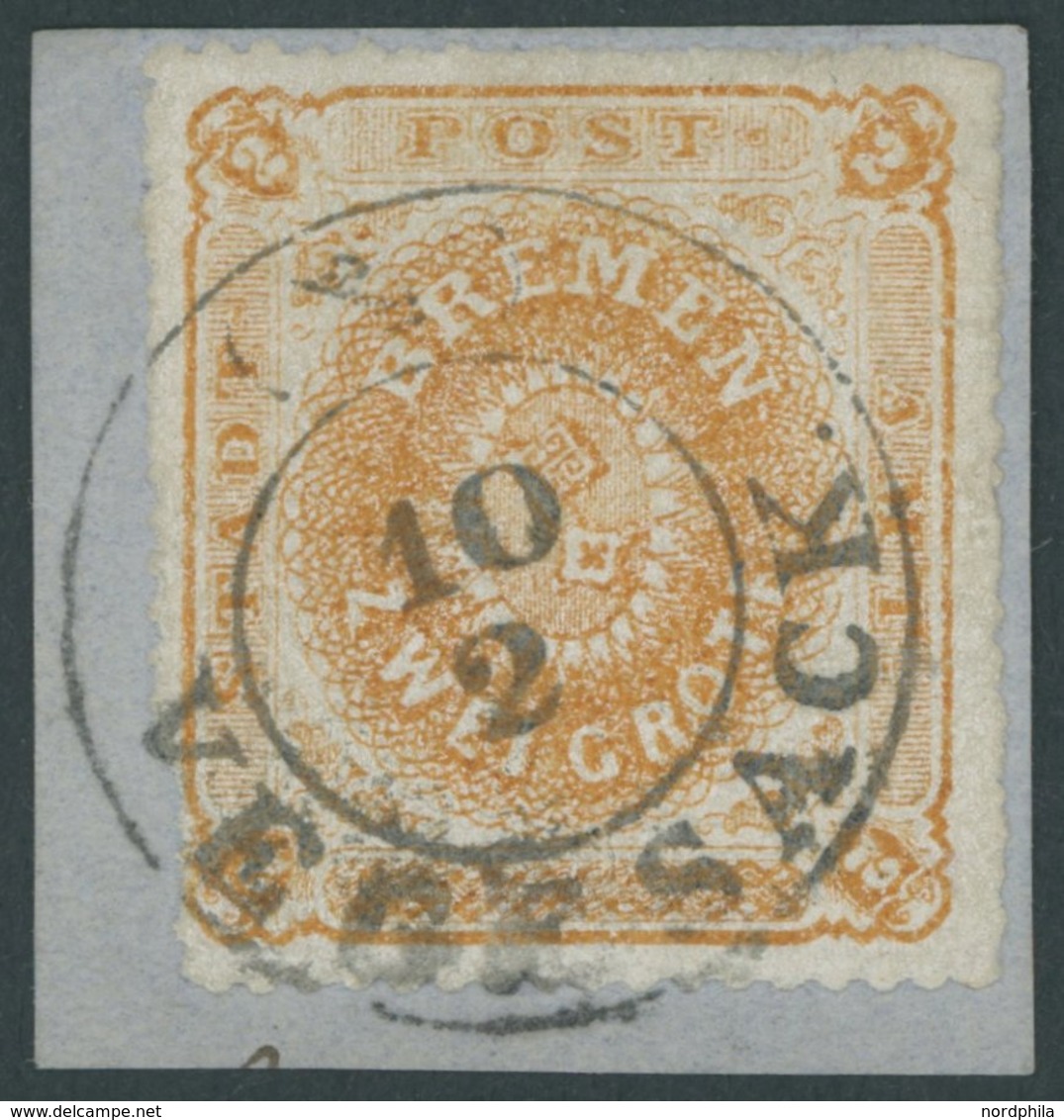 BREMEN 5c BrfStk, 1863, 2 Gr. Dunkelgelblichorange, K2 VEGESACK, Kleiner Durchstichfehler In Der Linken Ecke, Sonst Beso - Bremen