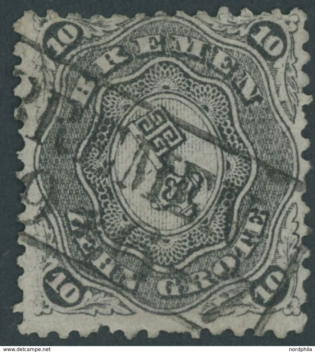 1867, 10 Gr. Schwarz, Feinst (Zahnfehler), Gepr. Bühler, Mi. 1400.- -> Automatically Generated Translation: 1867, 10 Gr. - Bremen