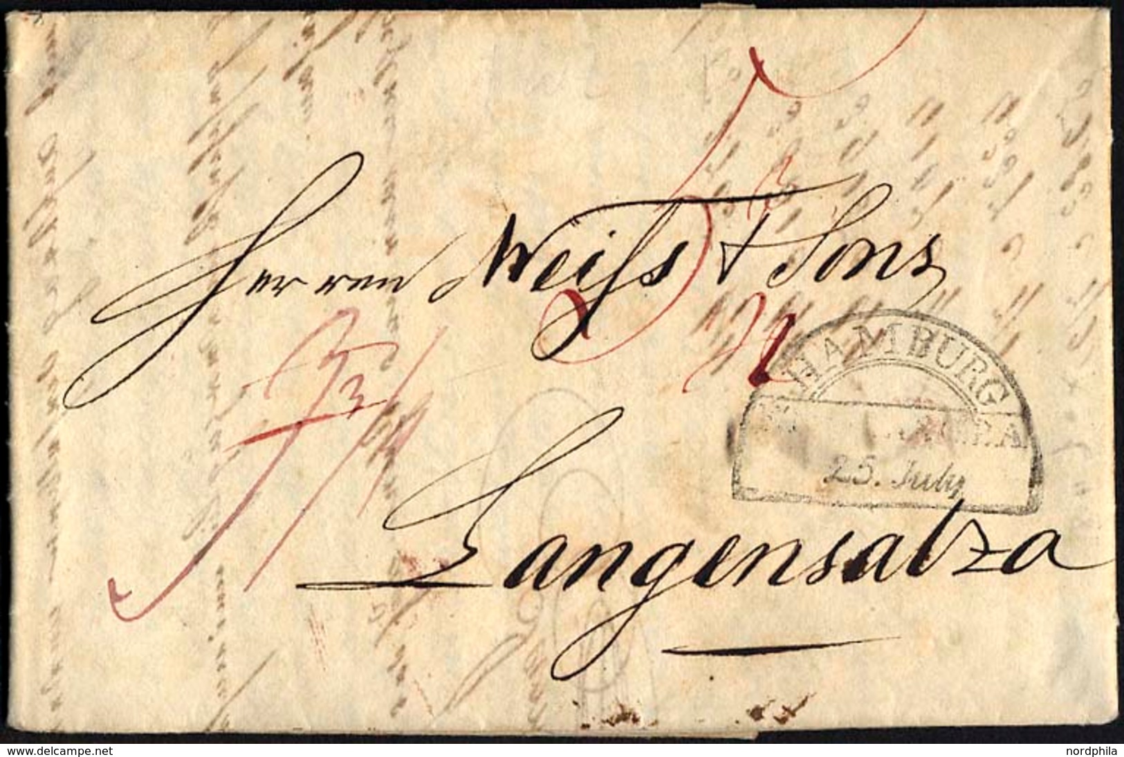 HAMBURG - THURN UND TAXISCHES O.P.A. 1826, HAMBURG F.TH.U.TAX.O.P.A., Segmentstempel Auf Forwarded-Letter Von London Nac - Sonstige & Ohne Zuordnung