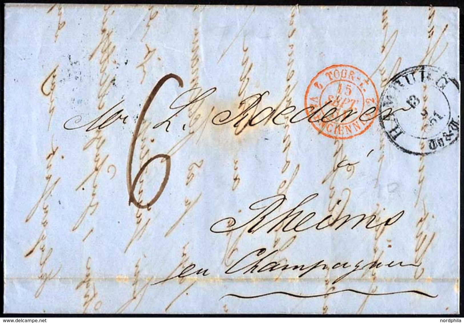 HAMBURG - THURN UND TAXISCHES O.P.A. 1851, HAMBURG Th.& T., K3 Auf Forwarded-Letter Von Helsingborg über Hamburg Nach Rh - Autres & Non Classés