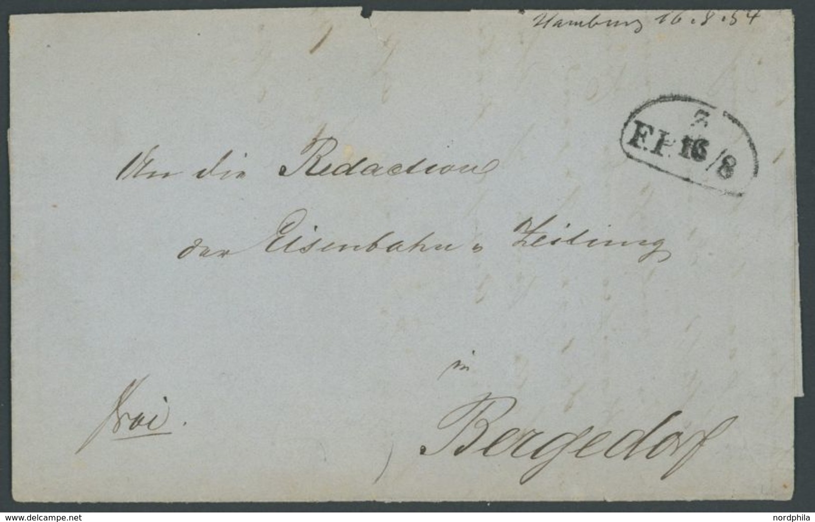 1854, 3 F.P. 16/8 Auf Brief Mit Inhalt Nach Bergedorf, Rückseitiger Ankunftsstempel, Feinst -> Automatically Generated T - Autres & Non Classés