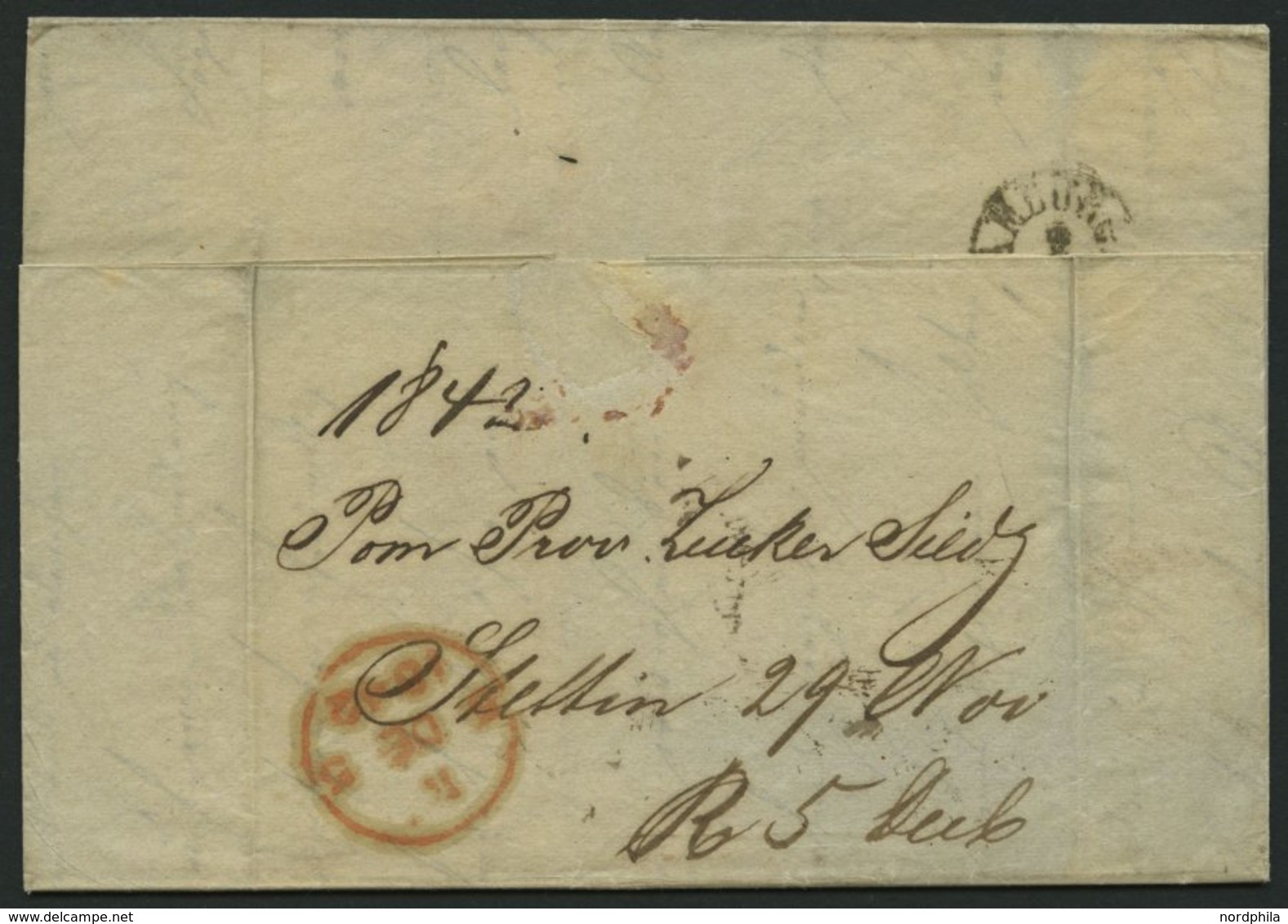 HAMBURG - GRENZÜBERGANGSSTEMPEL 1842, T 2 DEC, In Rot Auf Brief Von Stettin (K1) über Hamburg (rückseitiger K1) Nach Lon - Prephilately