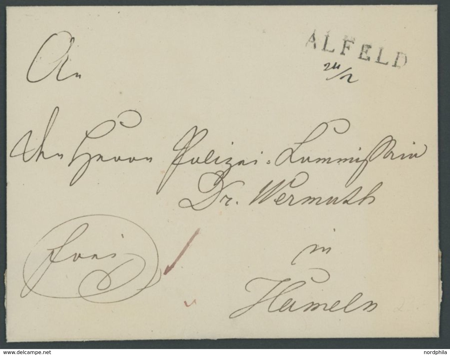 ALFELD, L1 Mit Handschriftlichem Datum, Briefhülle Nach Hameln, Pracht -> Automatically Generated Translation: "ALFELD", - Prephilately