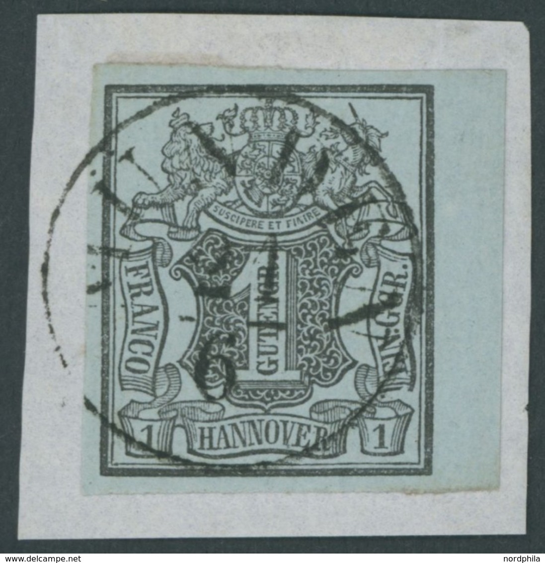 1850, 1 Ggr. Schwarz Auf Graublau, Rechtes Randstück, Zentrischer Schwarzer K1 MÜNDEN, Kabinettbriefstück -> Automatical - Hanover