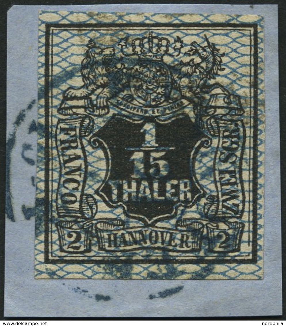 HANNOVER 11 BrfStk, 1856, 1/15 Th. Schwarz/grauultramarin, Prachtbriefstück, Mi. 90.- - Hannover