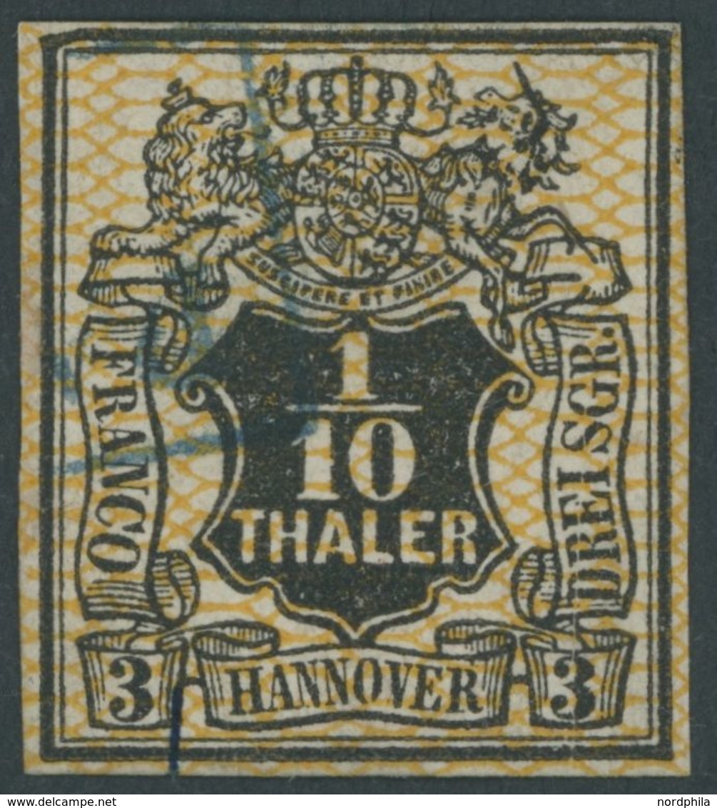 1856, 1/10 Th. Schwarz/orangegelb Mit Plattenfehler Huf Des Einhorns Fehlt, Pracht, Mi. 250.- -> Automatically Generated - Hannover