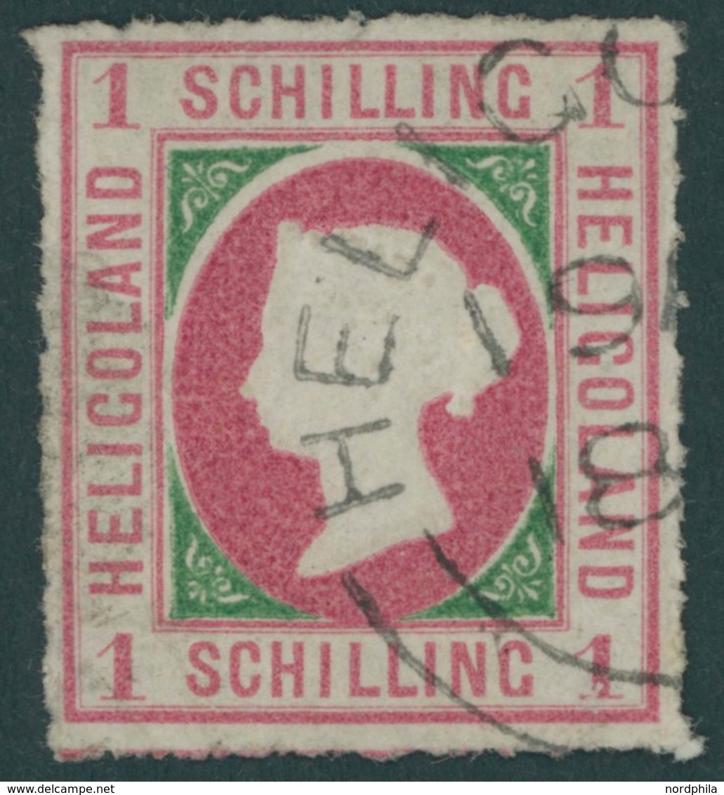 HELGOLAND 2 O, 1867, 1 S. Rosakarmin/dunkelgrün, Prachtstück, Signiert, Mi. 250.- - Heligoland