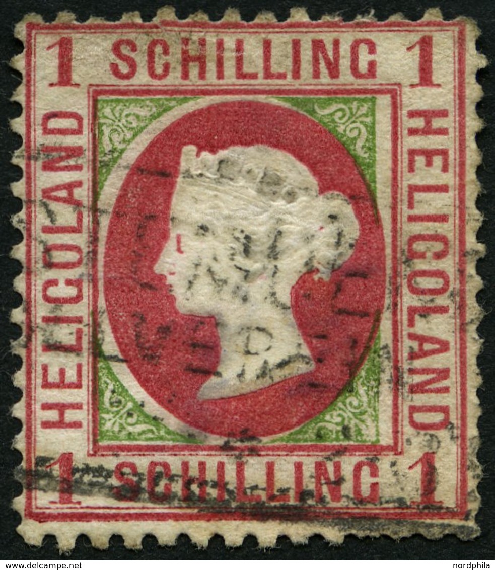 HELGOLAND 7a O, 1871, 1 S. Karmin/gelblichgrün, R3 GEESTEMÜNDE ZOLLVEREIN, Riss Oben Und Diverse Mängel, Mi. 380.- - Héligoland